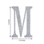 Decorative Rhinestone Alphabet "M" Letter Stickers, Glitter Adhesive Craft Letters Silver DIY Sparkle Embellishments 6"