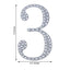 Decorative Rhinestone Number "3" Stickers, Glitter Adhesive Craft Numbers Silver DIY Sparkle Embellishments 8"