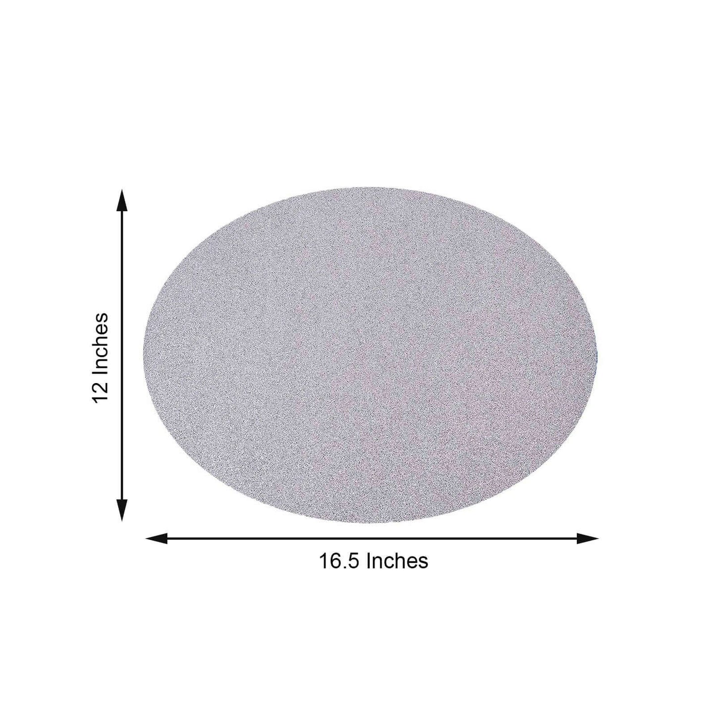 6-Pack Placemats Glitter Design Silver Sparkle Oval - Non-Slip Decorative Table Mats for Dining 12"x18"