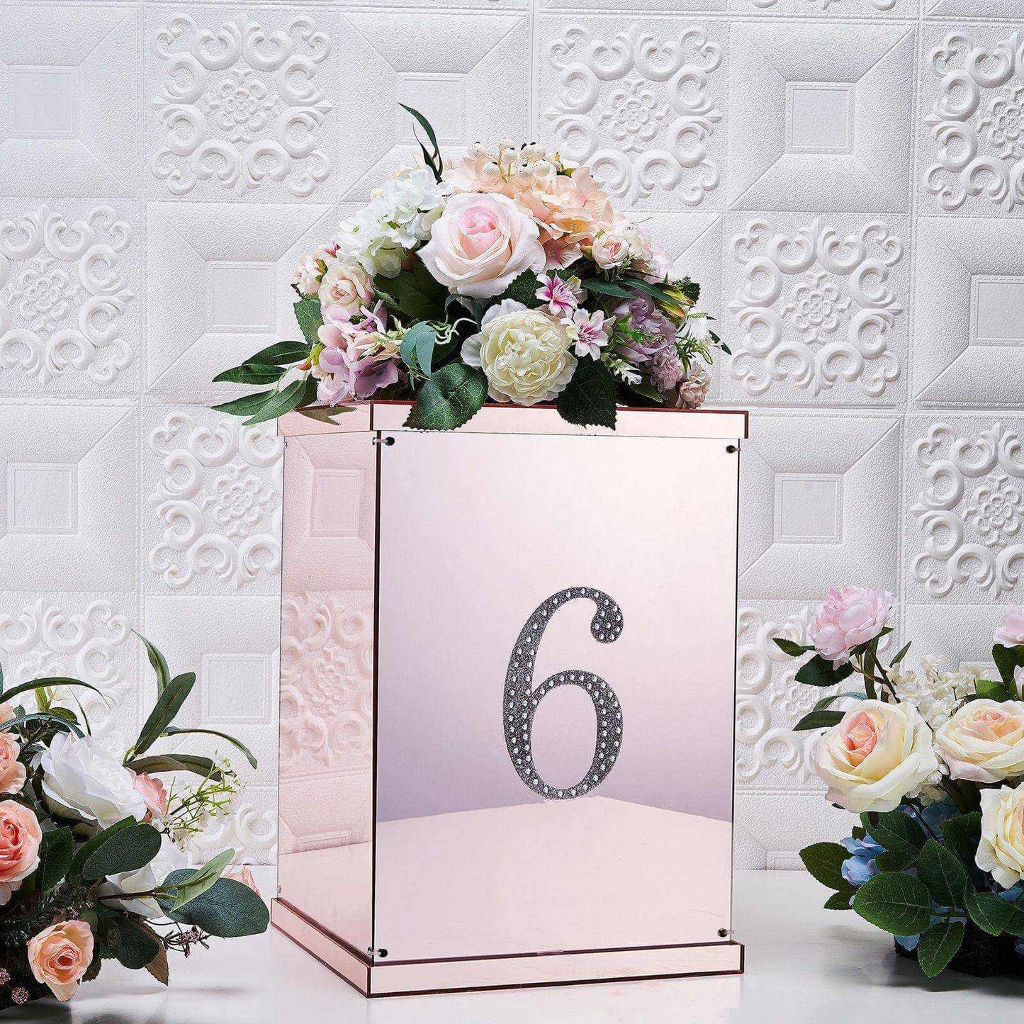 Decorative Rhinestone Number "6" Stickers, Glitter Adhesive Craft Numbers Silver DIY Sparkle Embellishments 6"