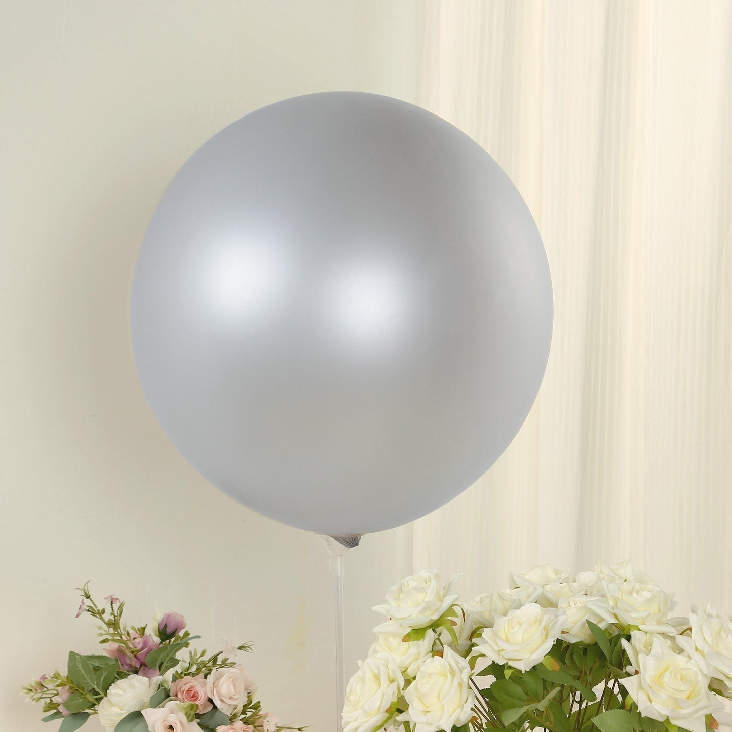 5 Pack Large Silver Biodegradable Balloons, 36" Thickened Extra Strong Eco-friendly Latex Helium Party Balloons