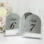 Silver Mirror Arch Acrylic Table Numbers (1-10) - 6"x7" Wedding Reception Signs with Black Print & Stands