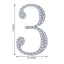 Decorative Rhinestone Number "3" Stickers, Glitter Adhesive Craft Numbers Silver DIY Sparkle Embellishments 4"