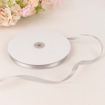 100 Yards 3/8" Silver Single Face Decorative Satin Ribbon