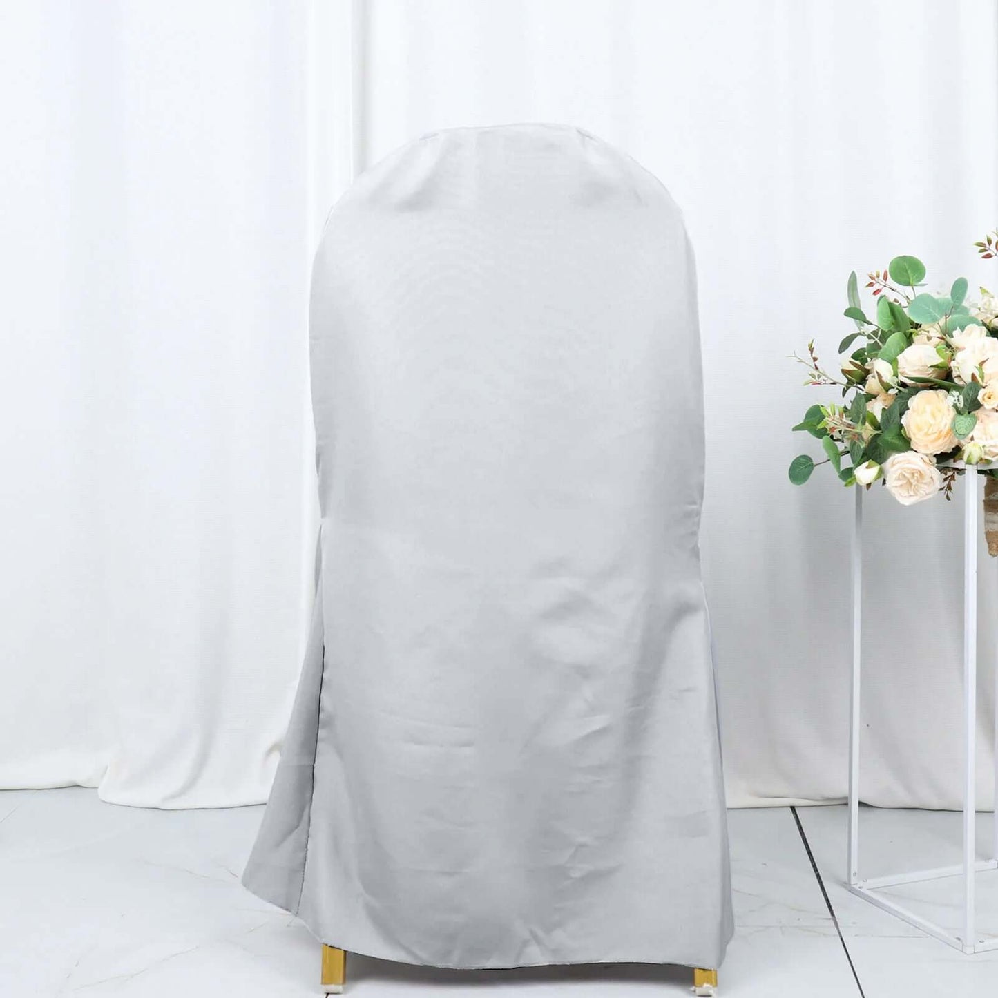 Polyester Slip On Banquet Chair Covers Silver - Stain-Resistant Reusable Durable Fabric