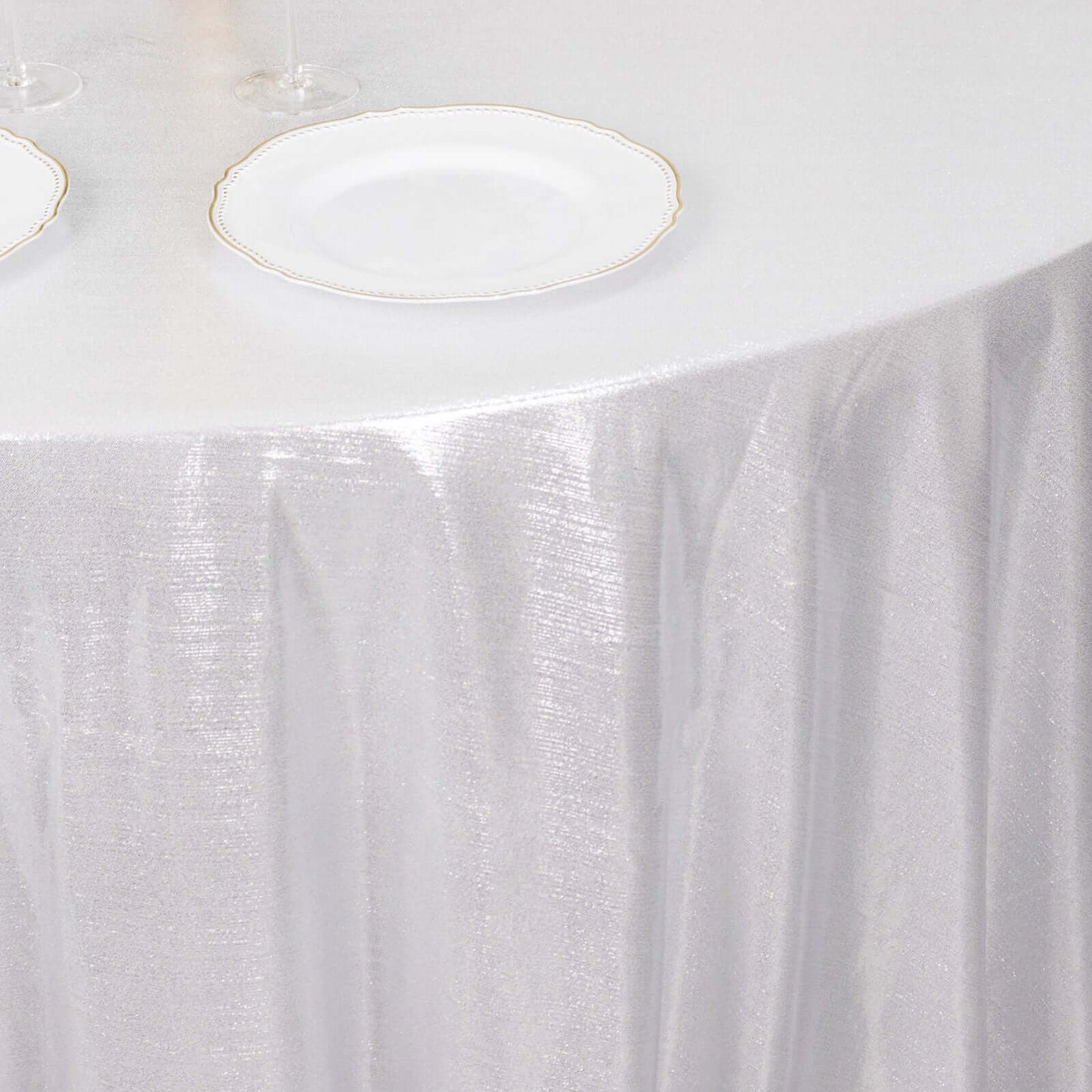 Sequin Dots Polyester Round 120" Tablecloth Shimmering Silver - Wrinkle Free & Sparkling Table Cover