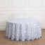Tulle 120" Round Tablecloth Silver - Seamless Sequin Leaf Embroidered Table Cover