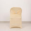 Stretch Spandex Chair Cover Beige for Folding Chairs - Secure Fit Slipcover with Silver Rhinestone Buckled Sash Band