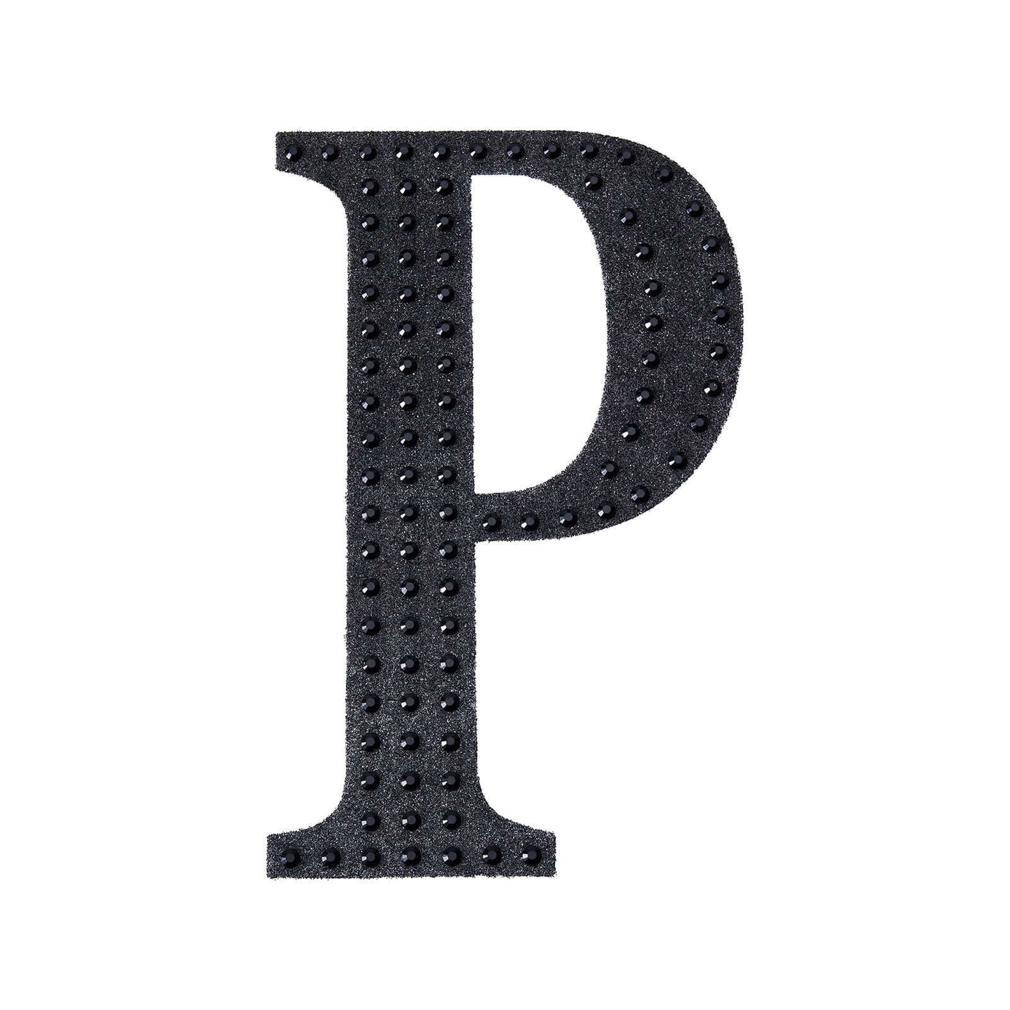 Decorative Rhinestone Alphabet "P" Letter Stickers, Glitter Adhesive Craft Letters Black DIY Sparkle Embellishments 8"