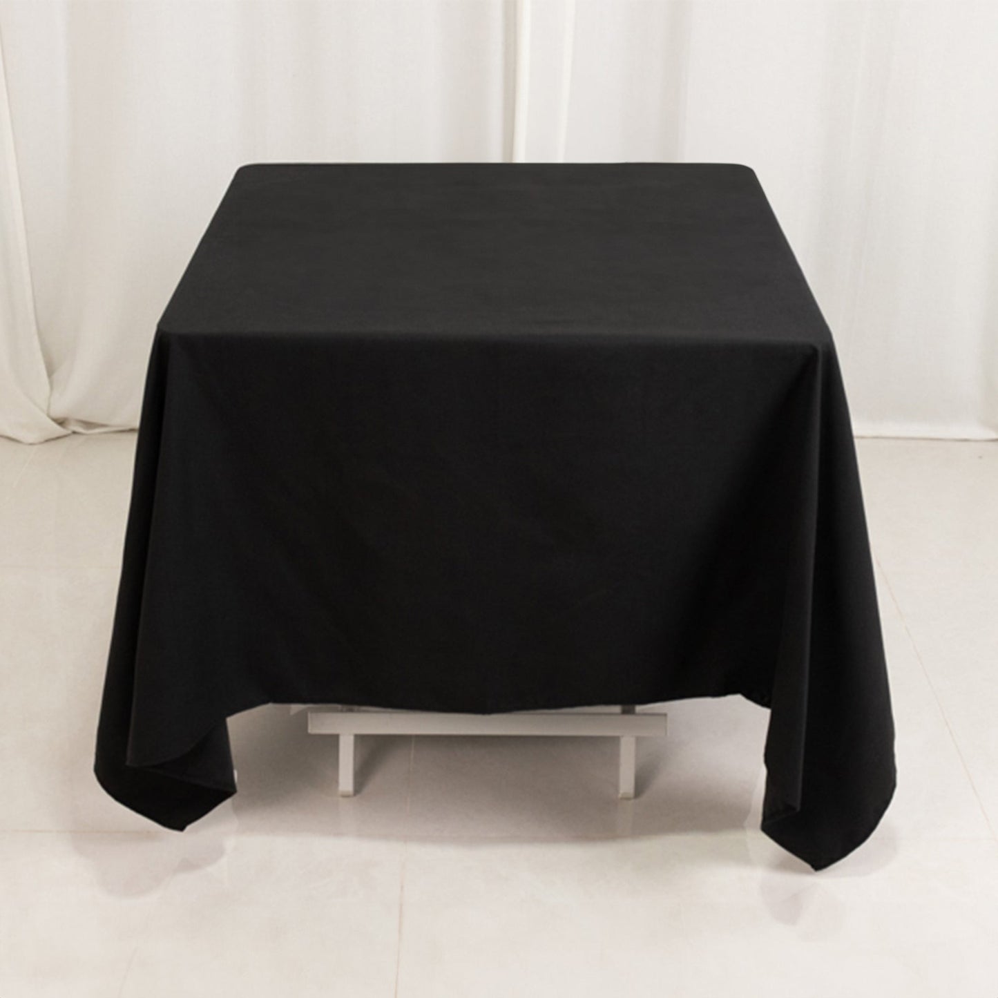 Cotton Blend 70"x70" Square Tablecloth Black - Wrinkle-Resistant Fabric Table Cover
