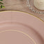 25-Pack Paper 10" Round Dinner Plates in Dusty Rose Sunray Design with Gold Rim - Disposable Heavy Duty 350GSM Party Plates