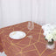 Polyester 60"x102" Rectangle Tablecloth Terracotta (Rust) with Gold Foil Geometric Pattern - Wrinkle-Resistant & Durable Table Cover