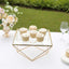 Metal Cake Stand Geometric Pedestal Riser Design Gold with Square Glass Top - Display Centerpiece 12"