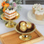 12-Pack Plastic Pedestal Cupcake Plates Mini Gold Mirror Finish Beaded Rim - Great for Displays 5"