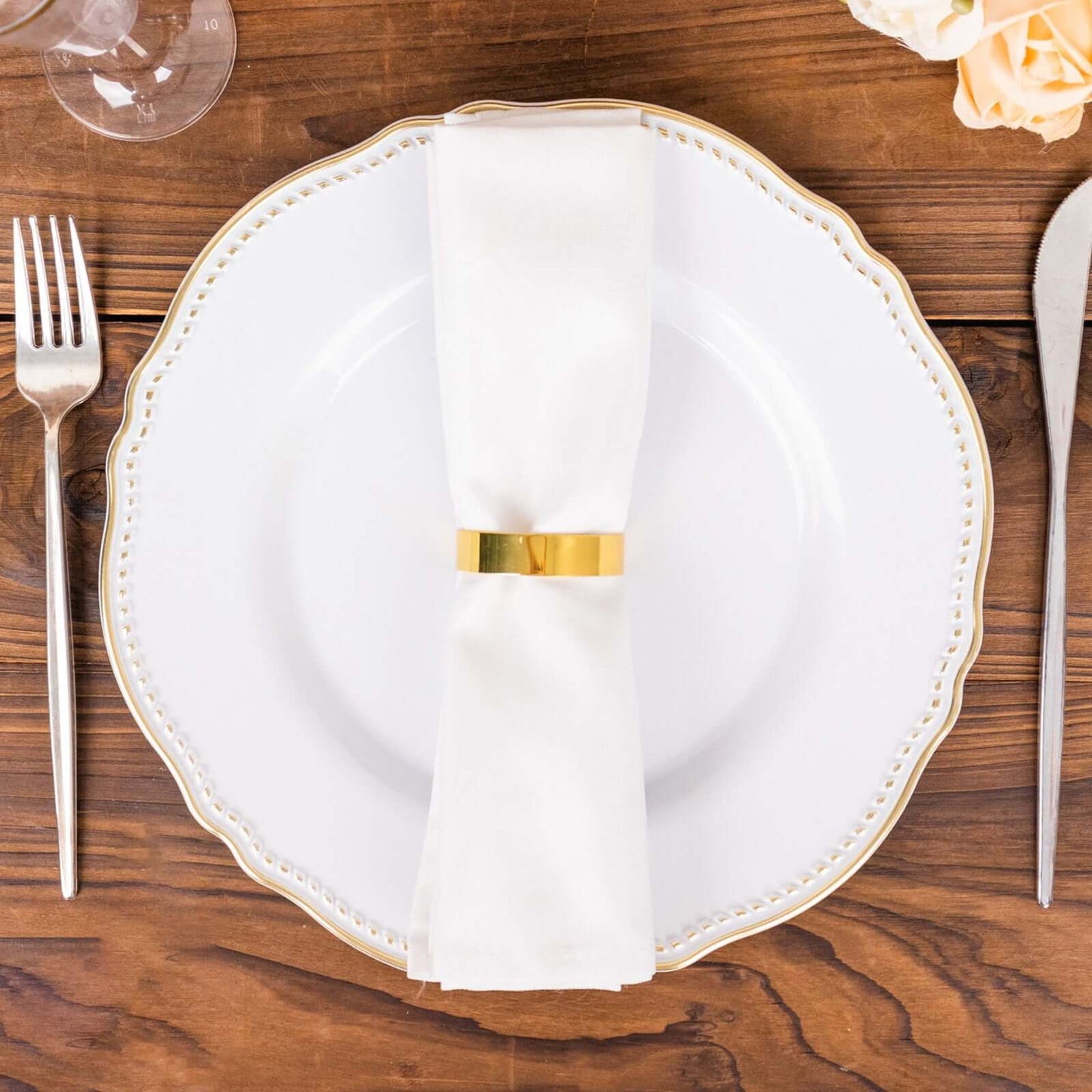 4 Pack 2" Shiny Gold Metal Semicircle Napkin Rings, D-Shaped Serviette Buckle Napkin Holders