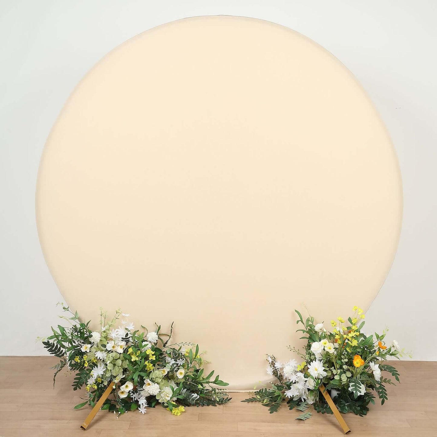 7.5ft Matte Beige Round Spandex Fit Party Backdrop Stand Cover