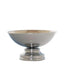 Metal Pedestal Flower Pot Round Design Metallic Silver - Floating Candle Bowl and Display Dish 12"