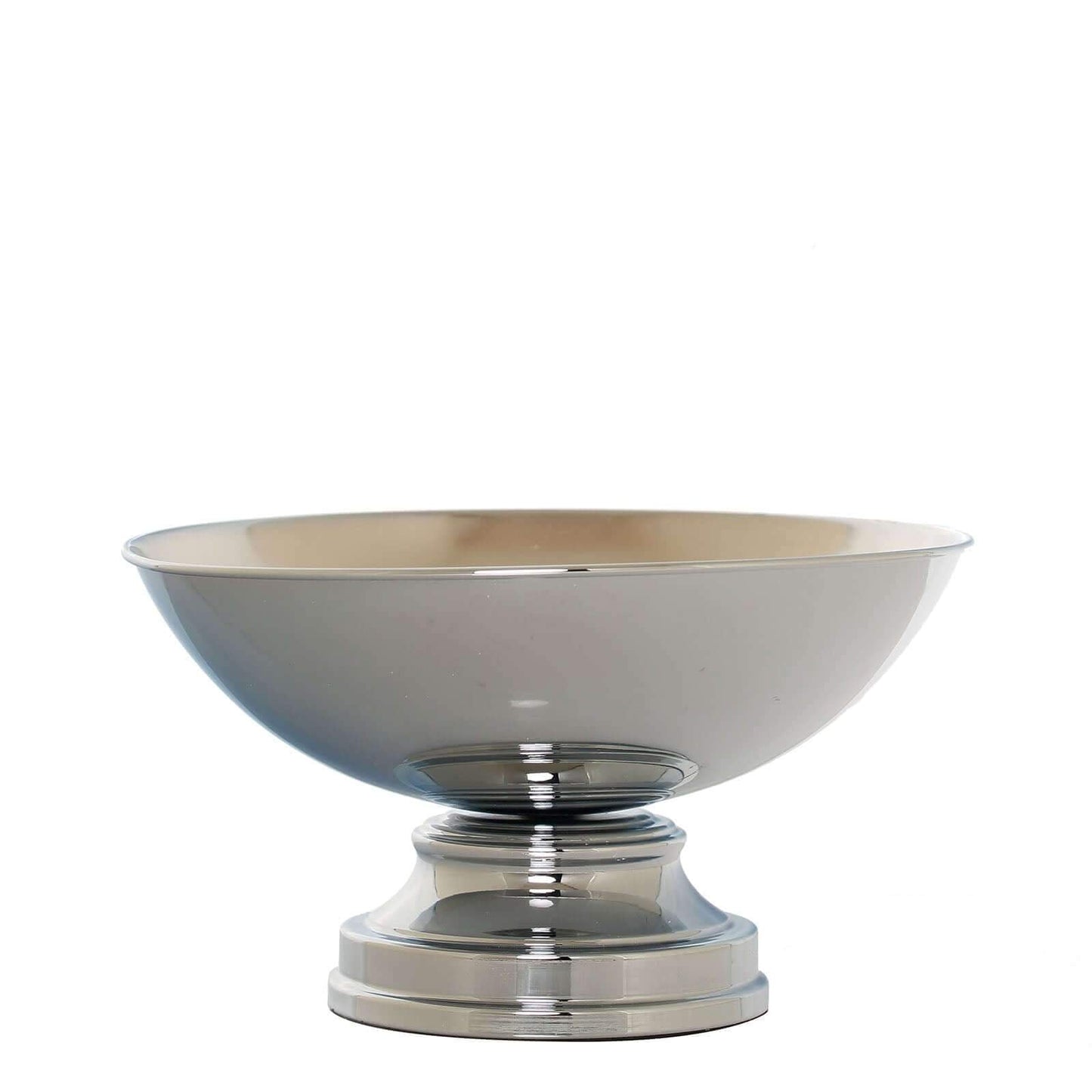 Metal Pedestal Flower Pot Round Design Metallic Silver - Floating Candle Bowl and Display Dish 12"