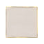 10-Pack Plastic 10" Square Dinner Plates in Taupe Concave Style with Gold Rim - Modern Disposable Party Plates
