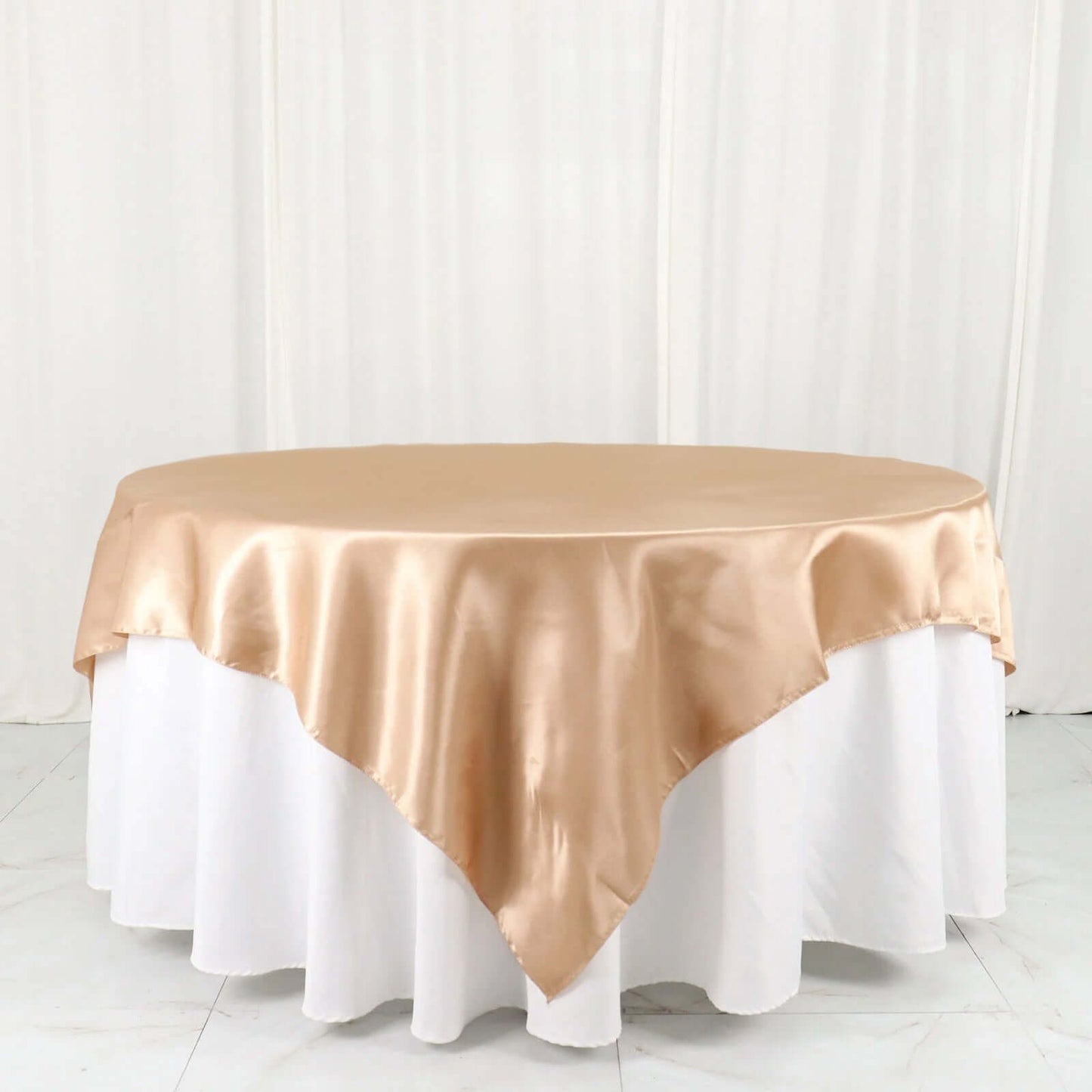 Satin 72"x72" Table Overlay Square Tablecloth Nude - Smooth Finish Table Cover