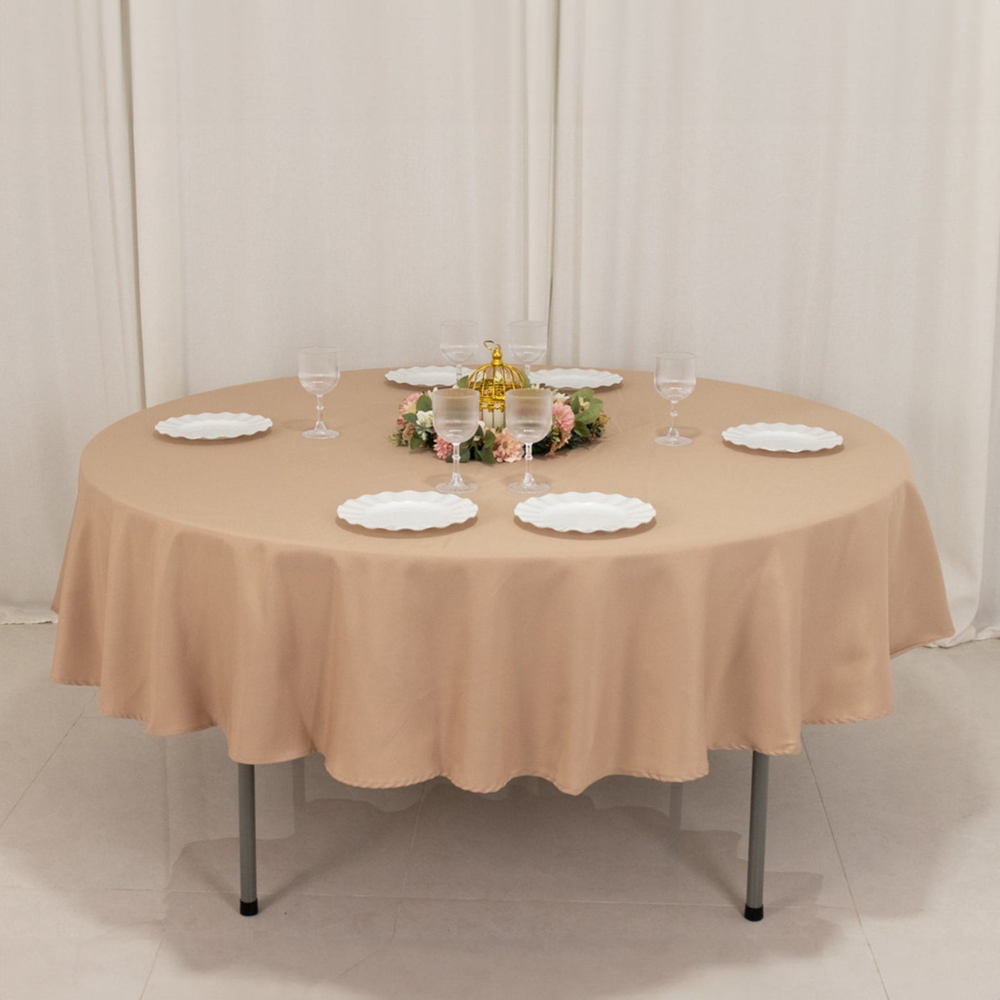Premium Polyester 90" Round Tablecloth Nude - Stain and Wrinkle-Resistant Design with 220GSM Thickness Table Cover