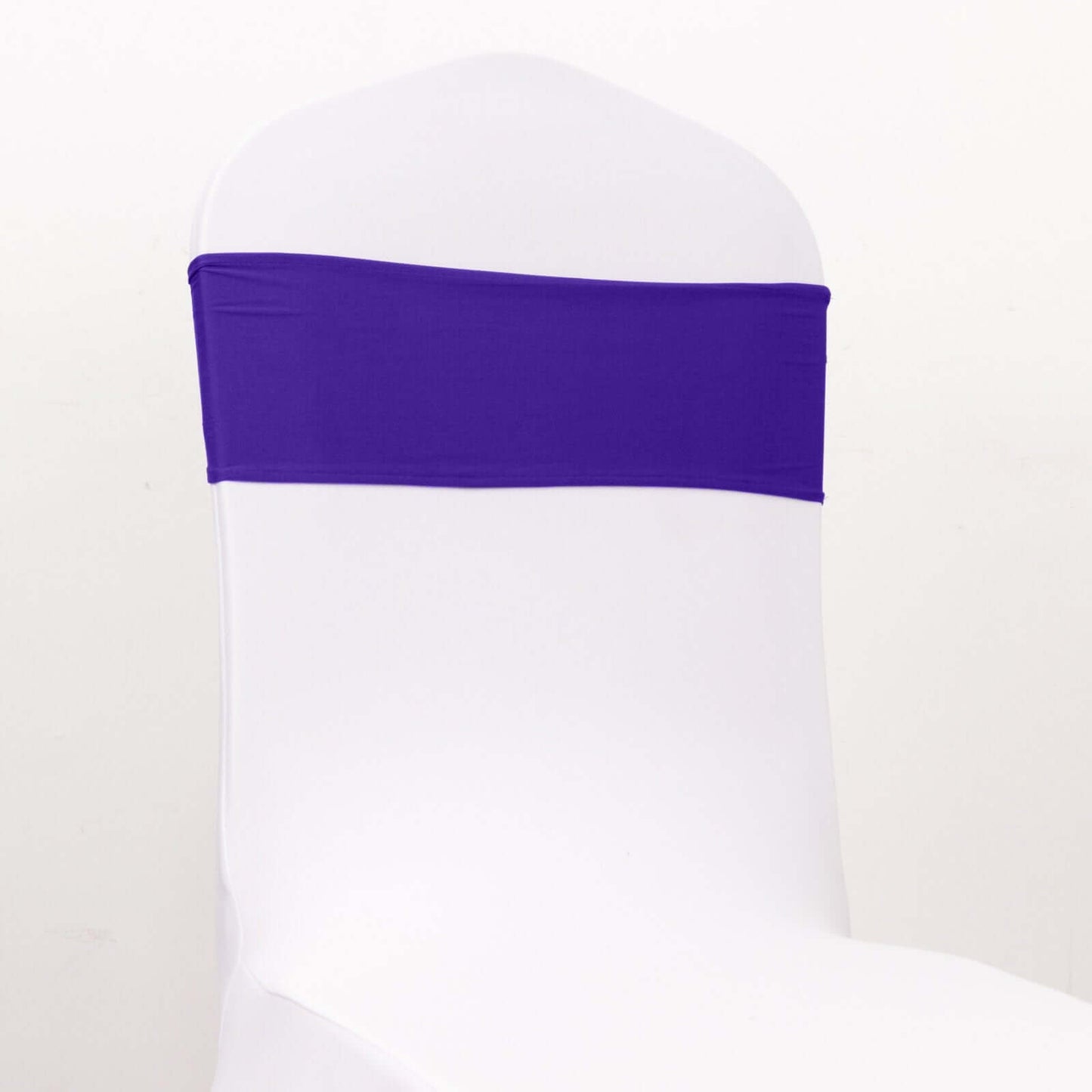 5 Pack Spandex Chair Sashes Purple with Gold Rhinestone Buckles - Reusable Four-Way Stretch Sash Bands 5"x14"
