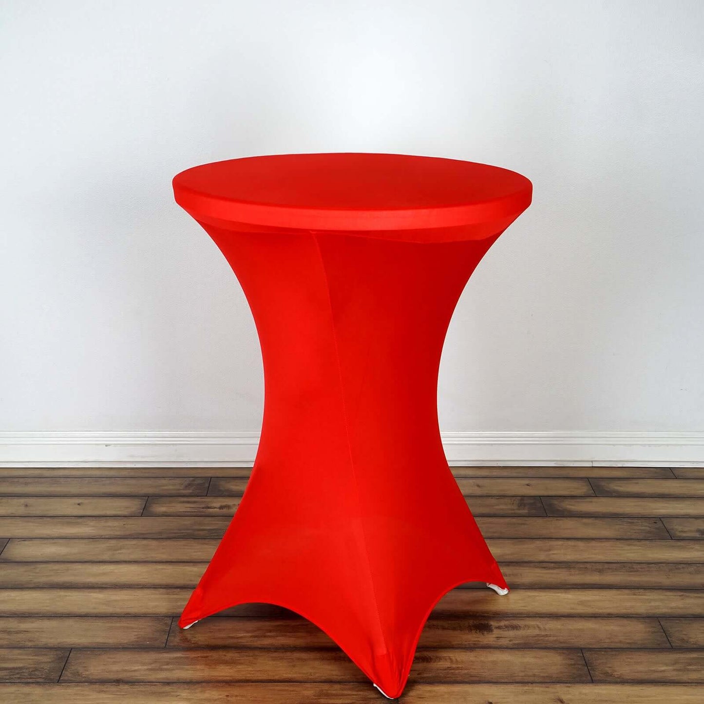Spandex 30" Round Cocktail Table Cover Red - Easy to Maintain Stretch Fitted Highboy Tablecloth