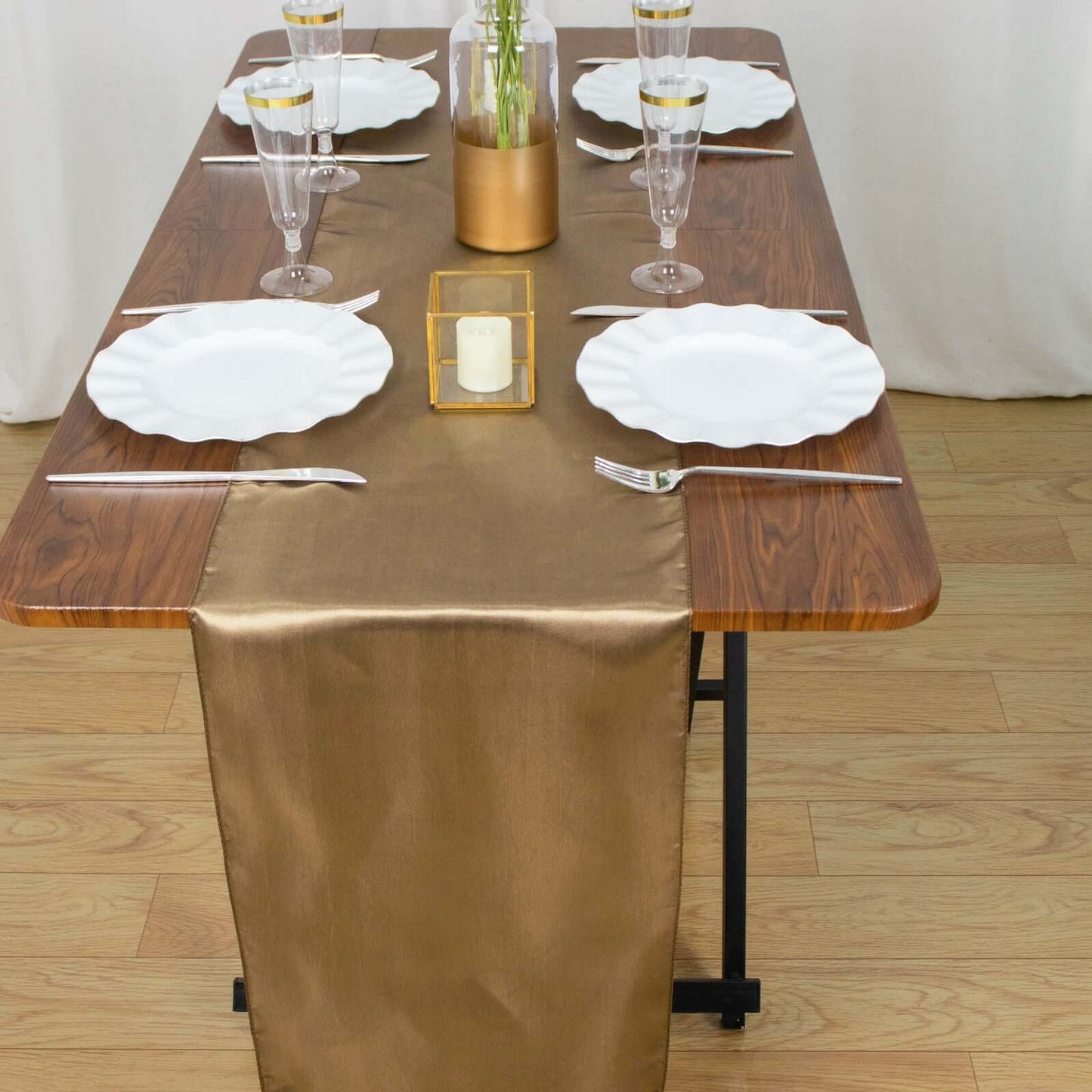 Satin 12"x108" Table Runner Taupe - Stylish Table Linen