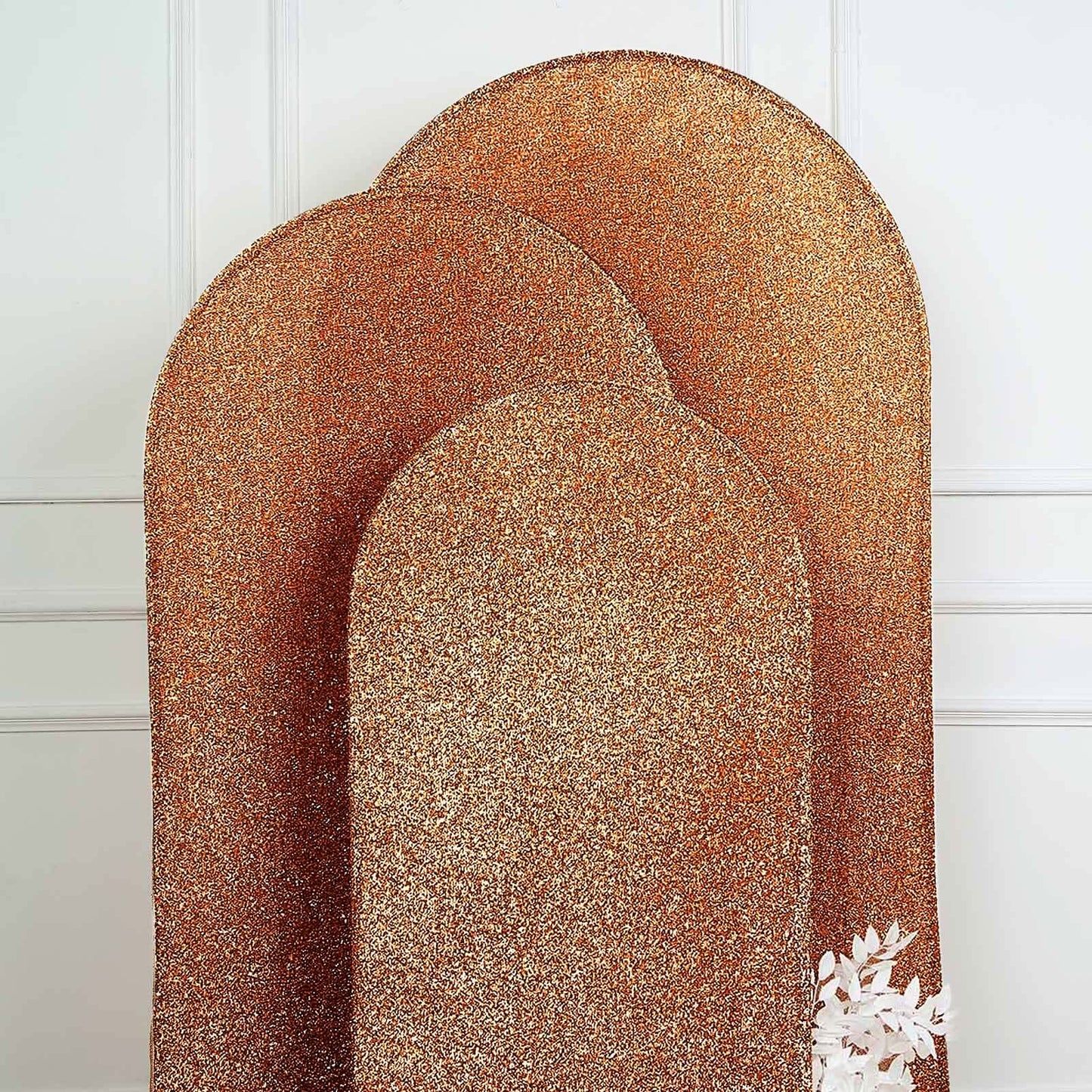 5ft Antique Gold Shimmer Tinsel Spandex Chiara Backdrop Stand Cover For Fitted Round Top Wedding Arch