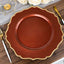 6-Pack Acrylic Round Charger Plates 13" in Terracotta (Rust) with Gold Scalloped Rim, Decorative Dinner Party Plastic Charger Tableware