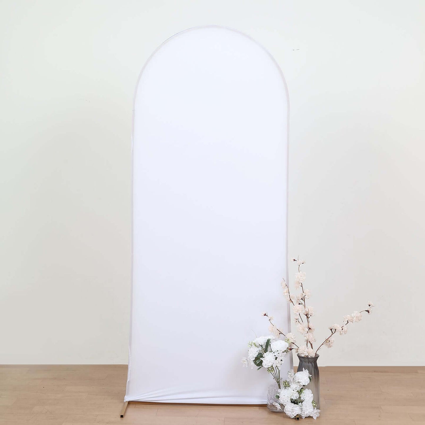 6ft Matte White Spandex Fitted Chiara Backdrop Stand Cover For Round Top Wedding Arch