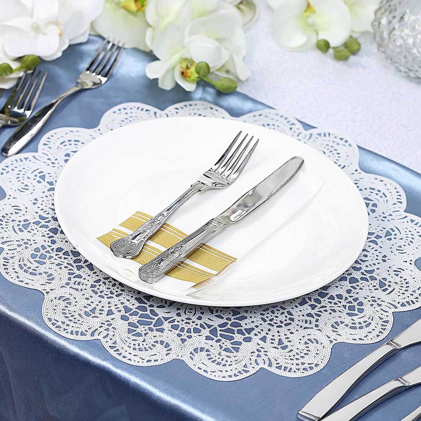 6-Pack Dining Table Mats Floral Lace Design White - Vinyl Non-Slip Surface with Vintage Appeal 15"