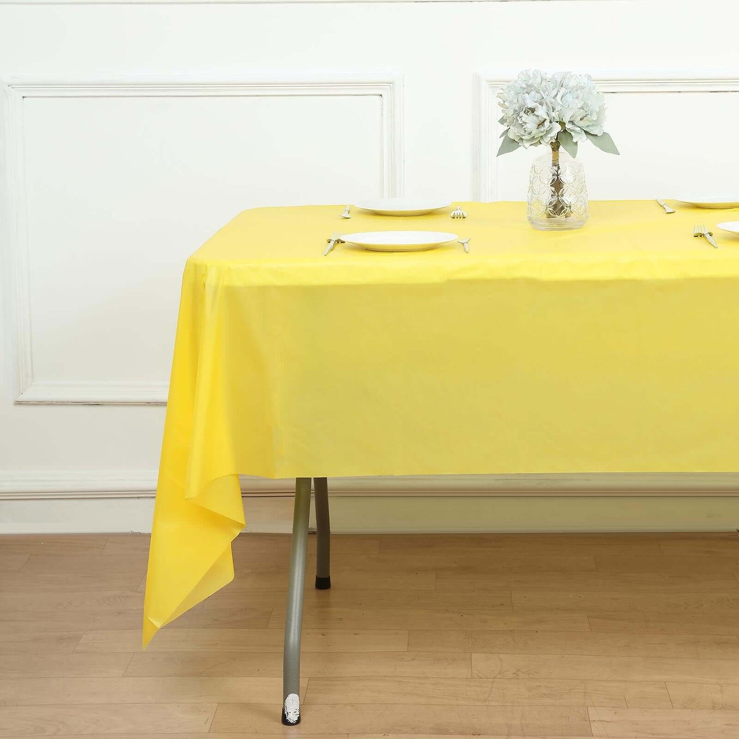 5-Pack Plastic Table Covers Yellow Rectangle - Reliable PVC Disposable Covers for Gatherings 54"x108"