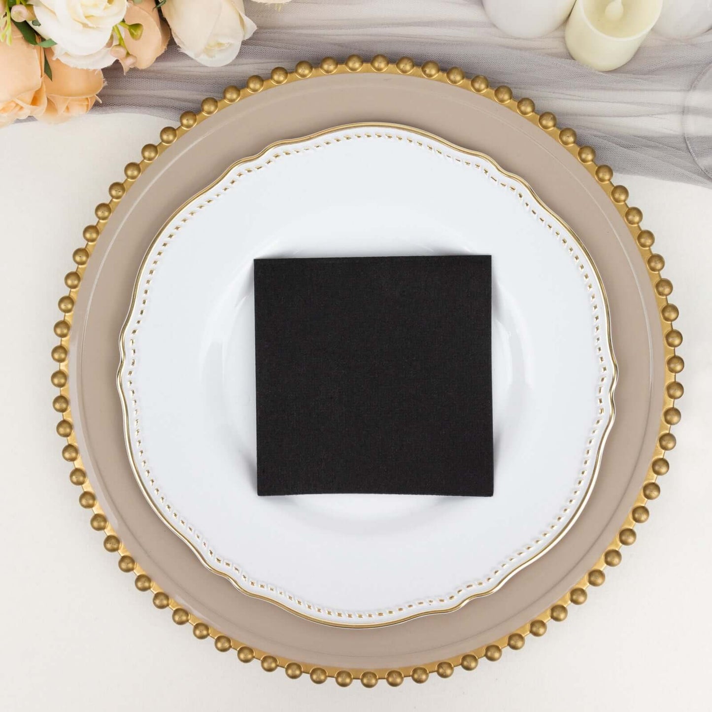 20 Pack Linen-Like Paper 5"x5" Napkins Black - Highly Absorbent Airlaid Napkins