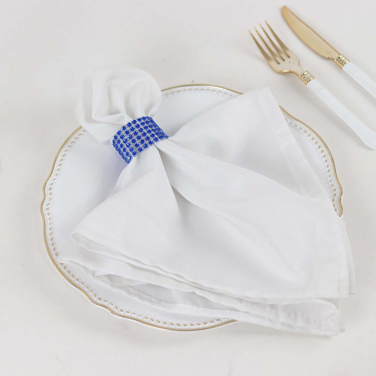 10 Pack Rhinestone Napkin Rings with Velcro Brooch Buckle Royal Blue - Stylish Design for Chair Sashes