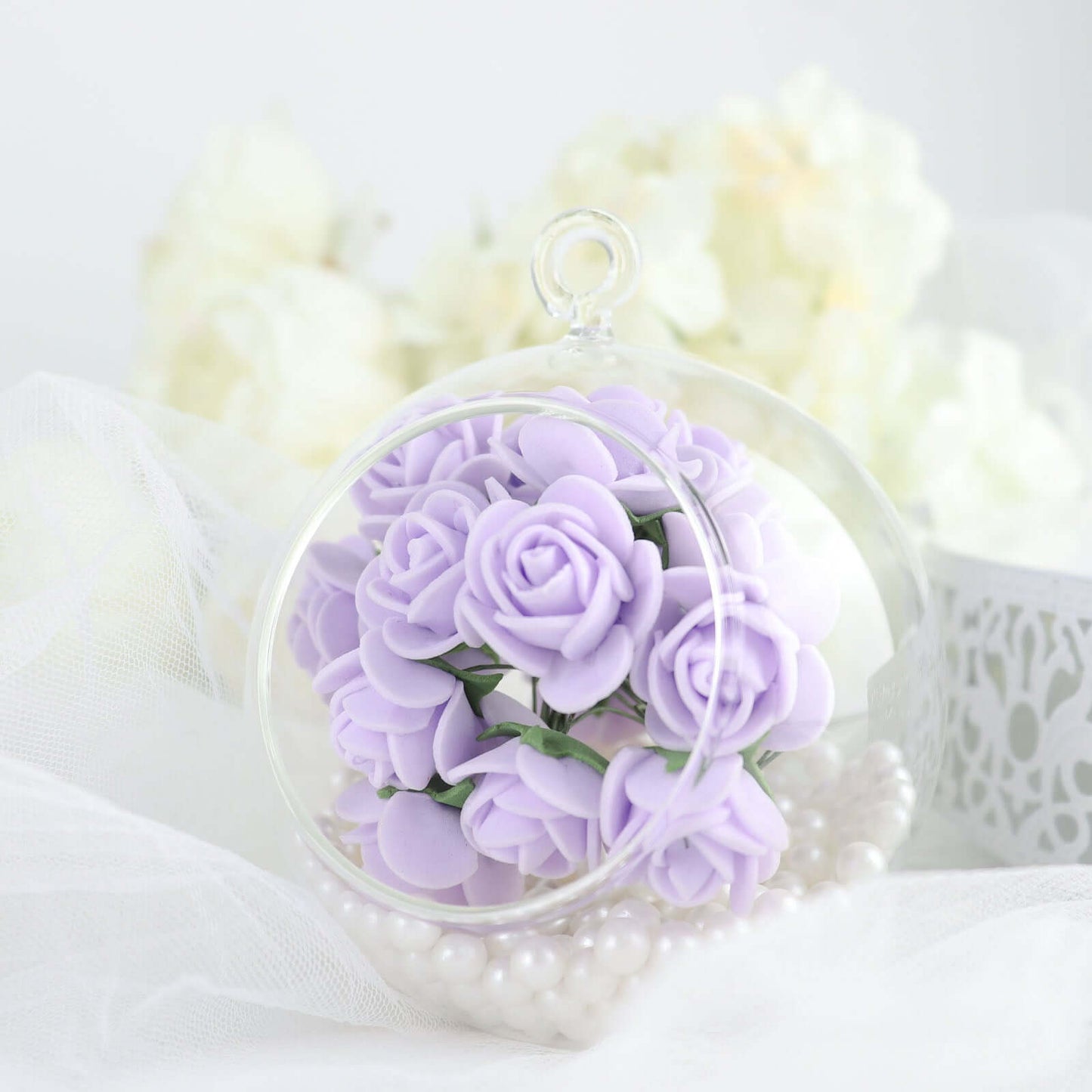 48 Roses 1" Lavender Lilac Real Touch Artificial DIY Foam Rose Flowers With Stem, Craft Rose Buds