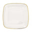 10-Pack Plastic 10" Square Dinner Plates in Clear with Gold Rim - Classy Disposable Lunch Party Plates