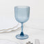 12-Pack Plastic Goblets Dusty Blue Vintage Ribbed Pattern - Reusable Shatterproof Glassware 9oz