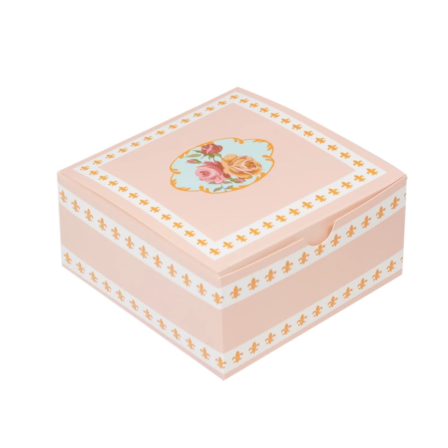 25-Pack Gift Boxes Vintage Rose Floral â€“ Dusty Rose Cardstock Favor Boxes for Cookies, Candies, and Mini Keepsakes - 4"x4"x2"