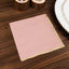 50-Pack Paper Beverage Napkins with Gold Foil Edge Dusty Rose - Disposable 2 Ply Cocktail Napkins for Events 6.5"x6.5"