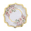 25-Pack Paper 8" Dessert Plates in White with Floral Print & Gold Scallop Rim - Disposable 300GSM Appetizer Salad Plates for Cocktail Events & Receptions
