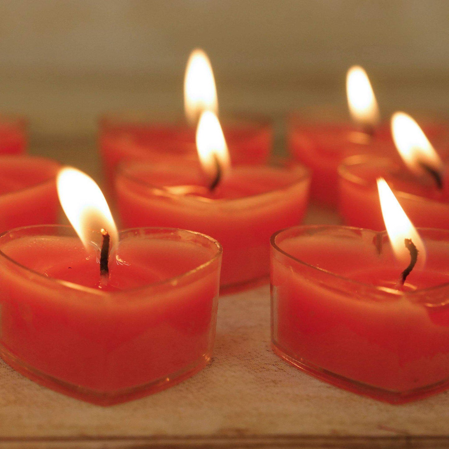 12-Pack Tealight Candles Heart Shaped Design Red - Valentines Decor for Romantic Settings Mini