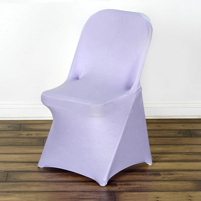 10 Pack Stretch Spandex Chair Covers Lavender Lilac for Folding Chairs - Durable 160GSM Fitted Slipcovers