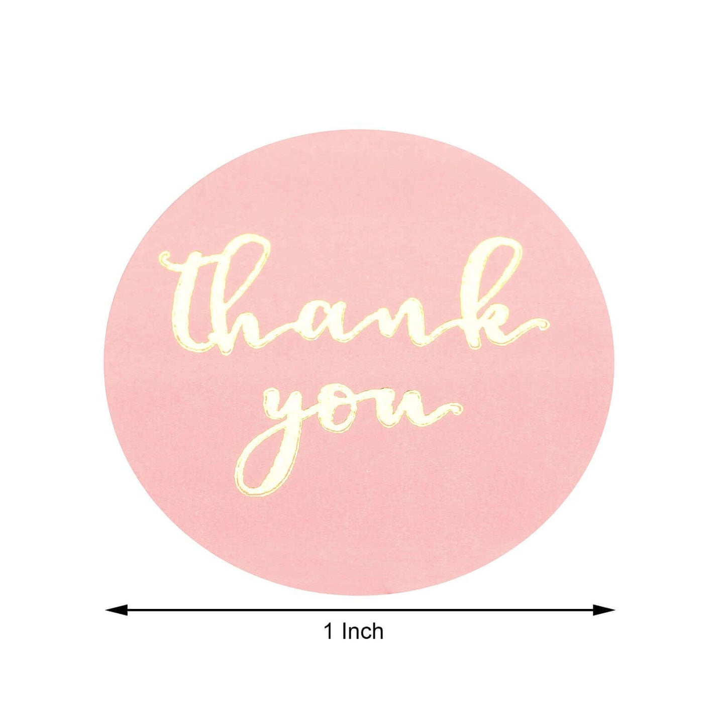 500Pcs 1" Thank You Gold Foil Text On Pink Stickers Roll DÃ©cor, Labels and Seals For DIY Envelope - Round
