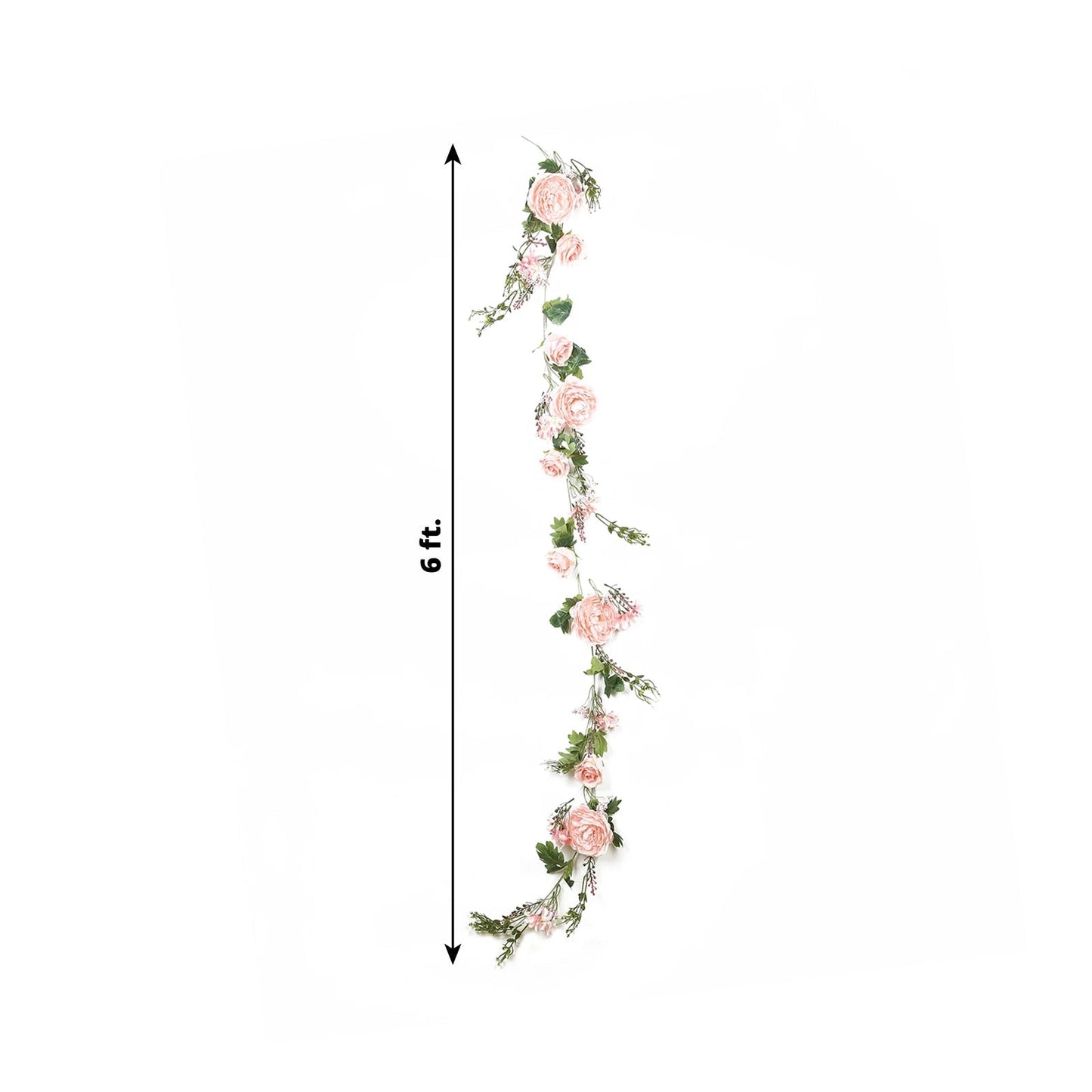 6ft Blush Silk Rose Peony Flower Garland, Mixed Floral Greenery Garland Artificial Hanging Vine