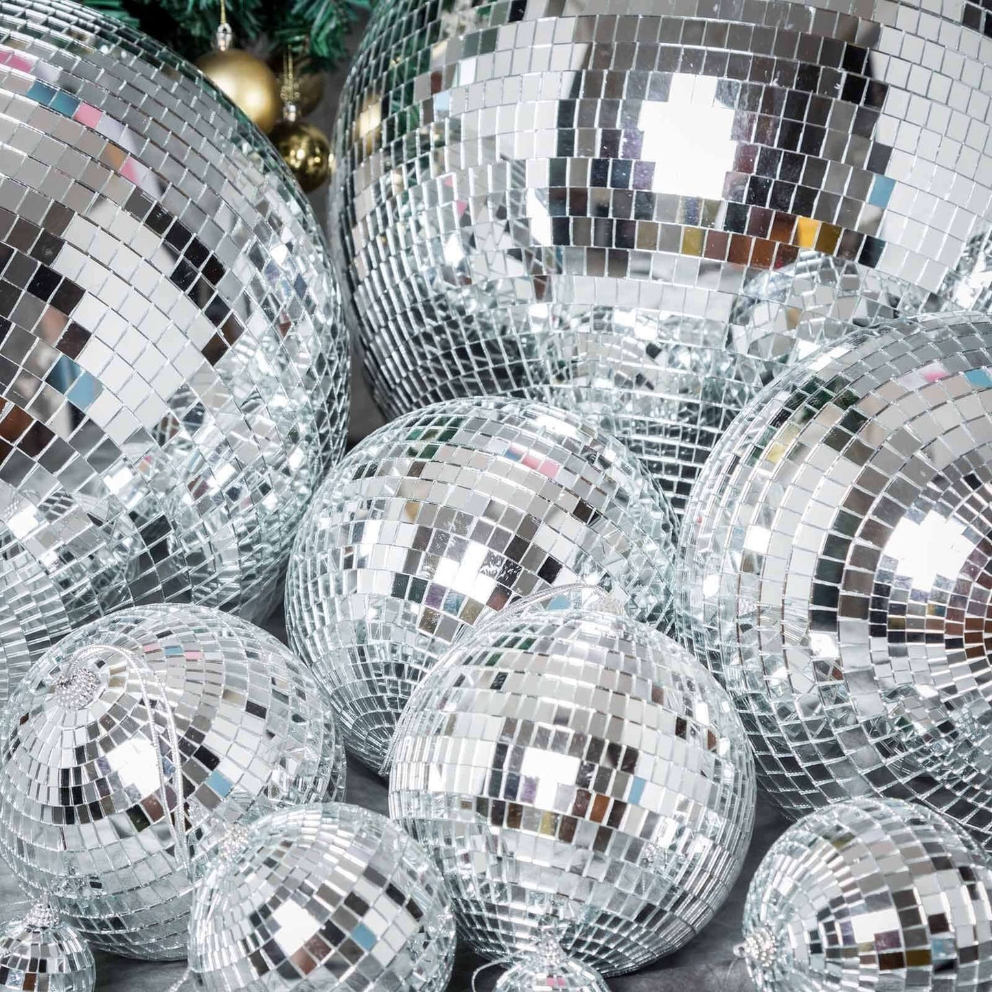 6 Pack 2" Silver Foam Disco Mirror Ball With Hanging Strings, Holiday Christmas Ornaments