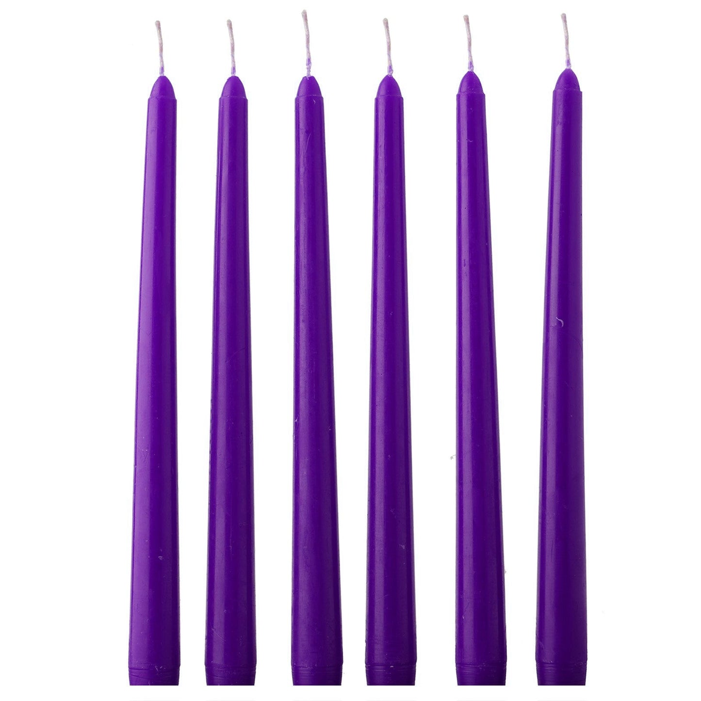 10-Pack Taper Candles Premium Wax Design Purple - Unscented Candles for Upscale Settings 10"