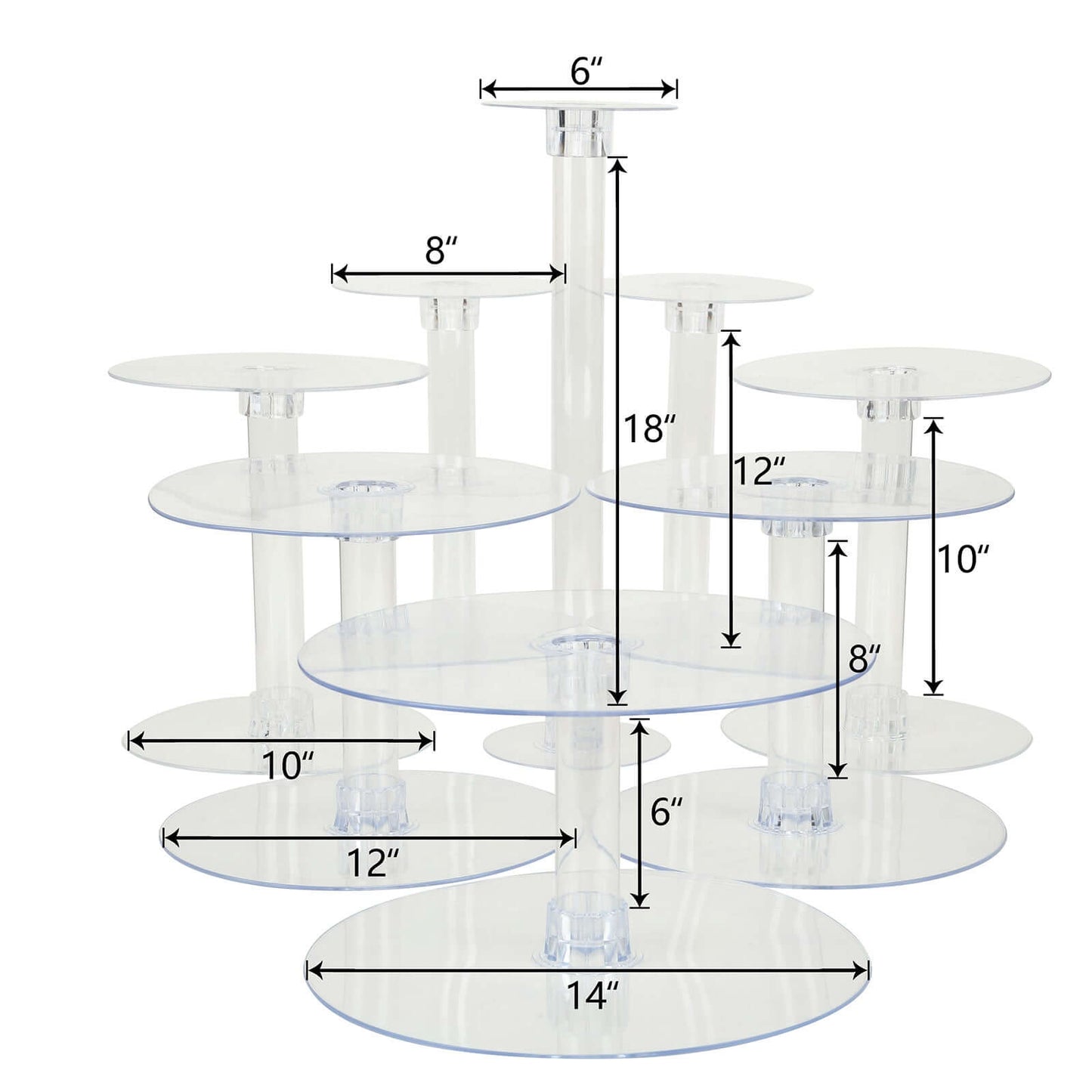 8-Tier Acrylic Cake Stand Set Clear - Assorted Sizes for Buffet Party Tables