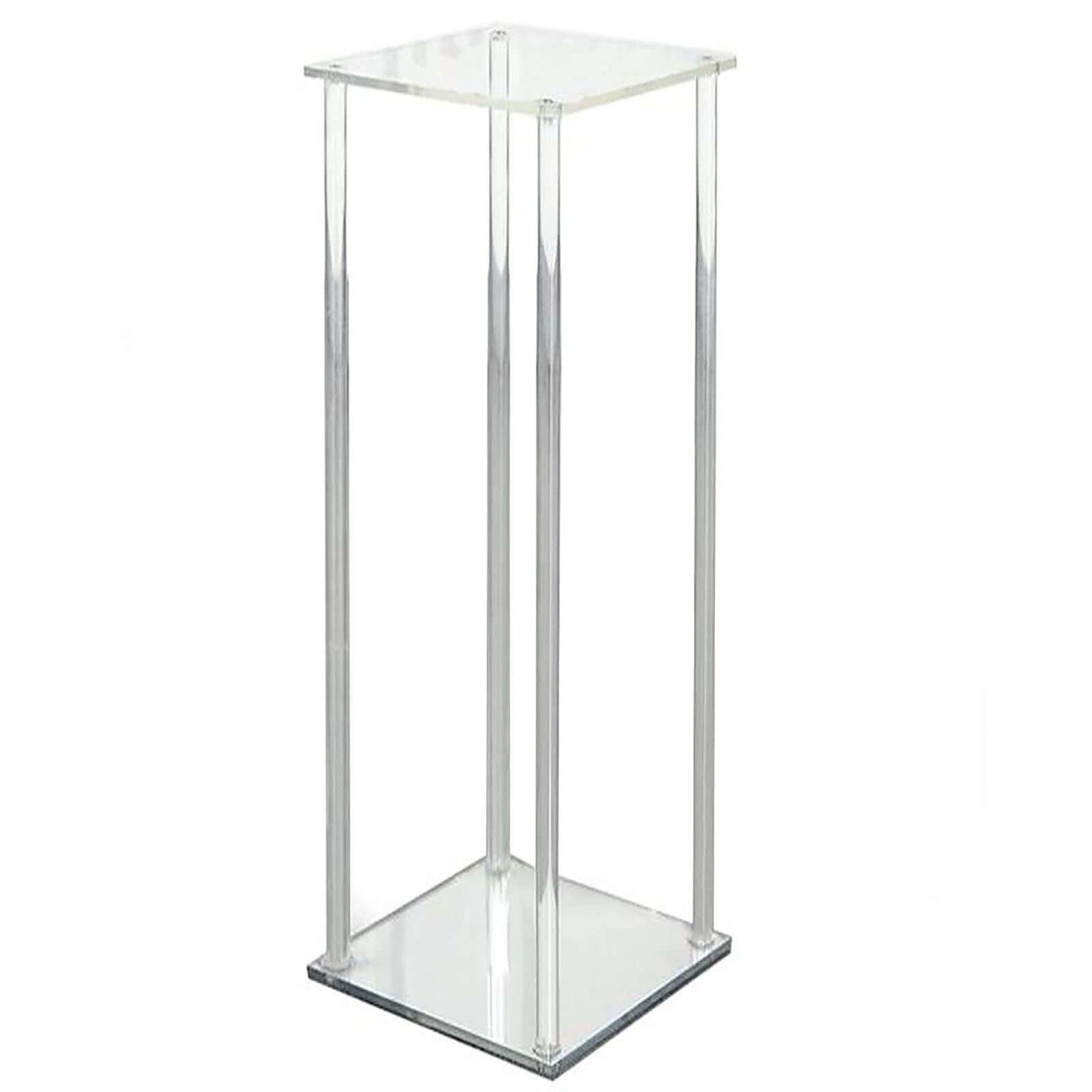 Acrylic Floor Vase Flower Stand with Square Mirror Base Clear - Durable Wedding Column Centerpiece for Events 40"