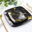 10-Pack Plastic 8" Square Dessert Plates in Black with Gold Marble Design - Disposable Appetizer Salad Party Plates